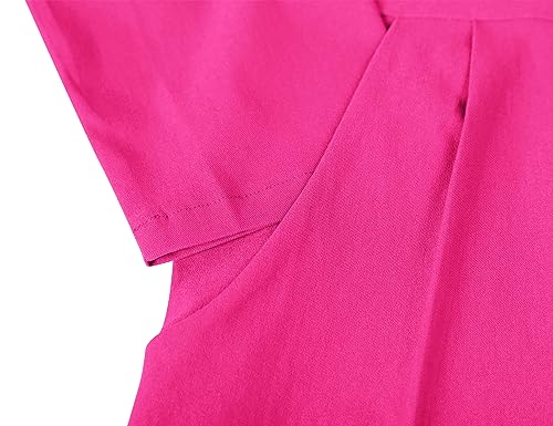 Image of MUXXN Women's Midi Pencil 1950s Vintage Cocktail 3 /4 Sleeve Tie Neck Bodycon Mid-Calf Dress with Pockets