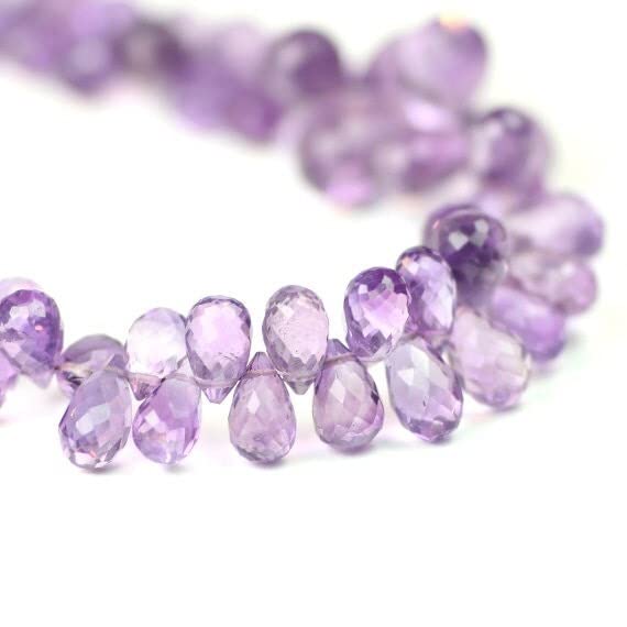 Améthyste briolette en goutte pourpre prune semi-précieuse de 7.6 à 9.2 mm