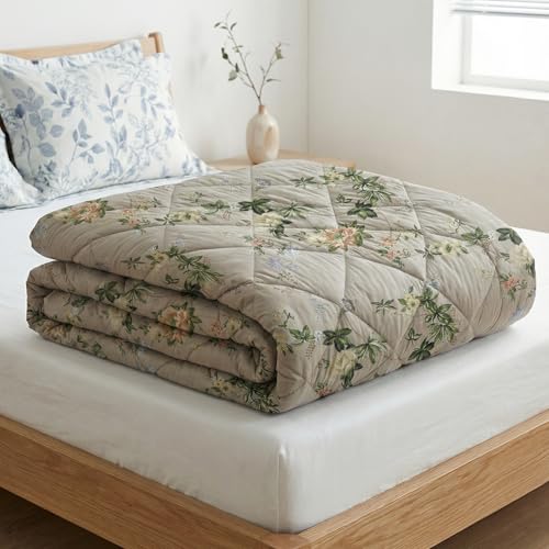 Image of Mafatlal Tulip Premium 120 GSM Quilted Comforter for Double Bed | Best Comforter for Hot Weather, All Season Use & Sofa Blanket | 90 x 100 Inch | Toasted Beige 1