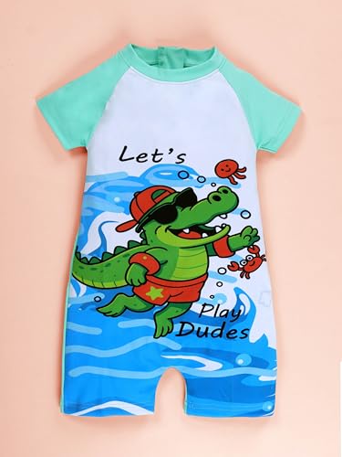 Image of KiddoPanti Boys & Girls Half Sleeve Mid Thigh Length Swim Suit