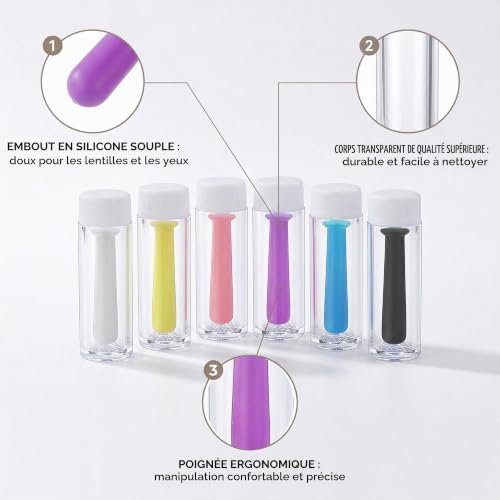 PHYNDR 6 Pièces Applicateur Doux Pour Lentilles De Contact Souple Coloris | Pour Lentilles Mensuelles Et Journalières Applicateur À Ventouse – vue 6