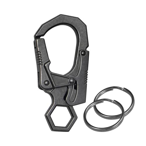 Image of Ahiller Double Locking Carabiner Clip - Zinc Alloy Mens Keychain for Keys | Unisex,Dual Press Double Lock, Anti Misopening,Heavy Duty,Suitable for Car Keys,Belt,Backpack,Hiking,Riding,Outdoor Camping