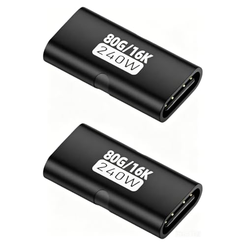 Image of ZORBES 2Pcs PD 240W USB C Female to Female Adapter, 80Gbps Data Sync Type C Connector with 16K@60Hz Video Output USB C Coupler Bidirectional Converter for iPhone 17 /16 /15, Thunderbolt 5 /4, MacBook