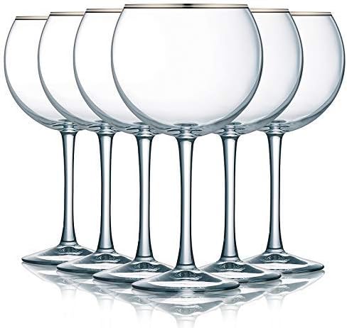 TableTop King Platinum Banded Balloon Wine Glass with Beautiful Stem - 20 oz. set of 6- Additional Vibrant Colors Available