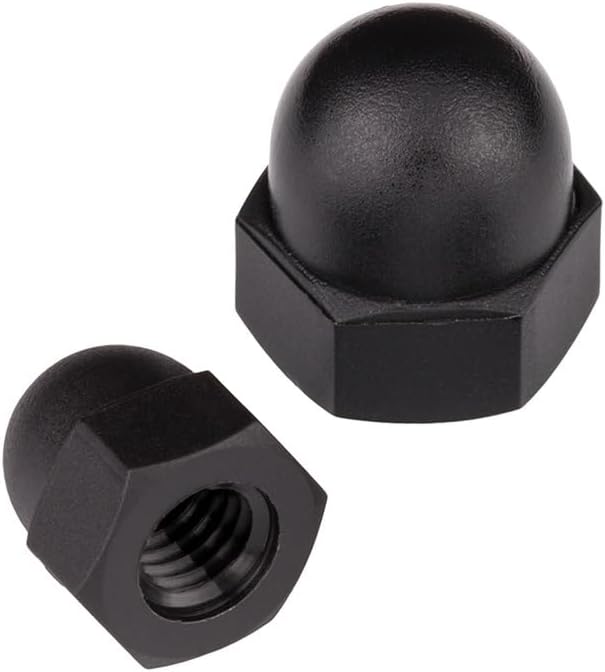 500pcs x M6 DIN1587 ROHS Quality BLACK Nylon Nut Plastic Cap Nuts Decorative Acorn Nut Nylon Hex Hexagon Domed Cap Nuts - (Color: Black)