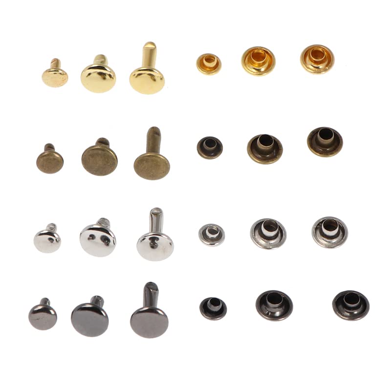 Remaches de doble tapa de cuero de varios tamaños, 480 Uds., Kits de herramientas de fijación de pernos de Metal tubulares, tornillo para manualidades DIY para ropa, predeterminado