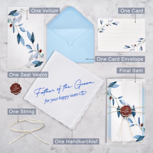 Image of Wedding Handkerchief, Something Blue for Bride, Mother of the Bride Gift