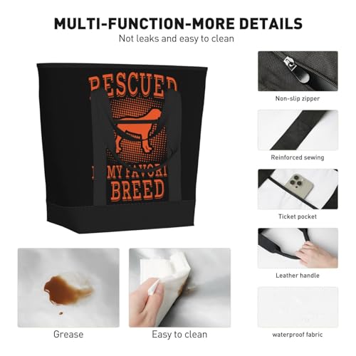 Dog Rescued Is My Favorite Breed Premium Insulated Tote Bag – Heavy-Duty Handles, Perfect For Supermarket Trips, Picnics & Daily Commute4