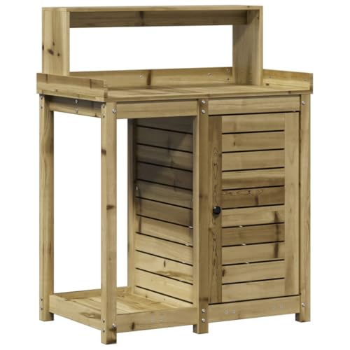 vidaXL Table de Rempotage avec Étagères, Table de Plantation avec Rangement, Banc de Rempotage, Table à Plantes Jardin, Bois de Pin Imprégné