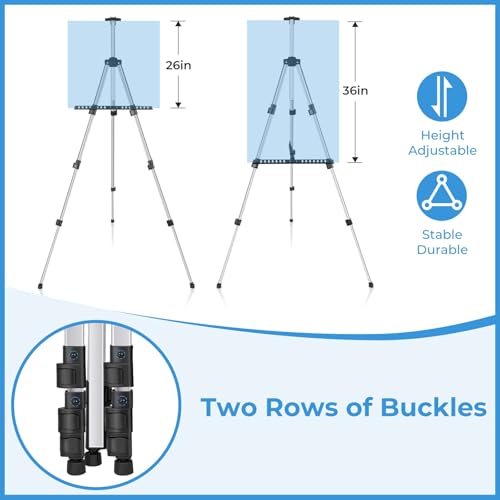 Miniatura 4 de Caballete Pintura 43-168 Cm, Ohuhu Caballete De Aluminio Regulable En Altura Con Bolsa De Transporte - Caballetes De Mesa Suelo Para Exponer Lienzos De Artistas Y Estudiantes Plata