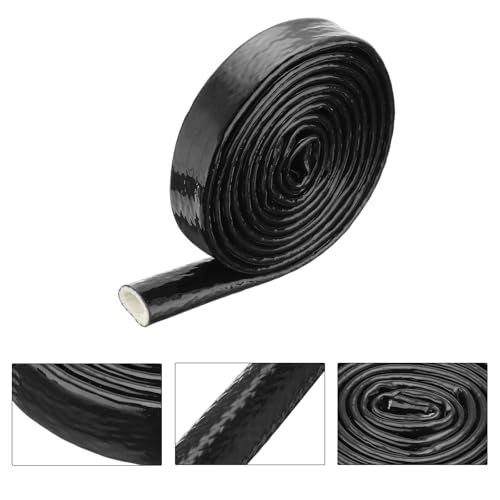 Image of MECCANIXITY 5 /8 inch ID 10ft Heat Shielded Fire Sleeve Silicone Coated Fiberglass Tape, for Automotive Hose Lines Wires Electrical Wiring, Black
