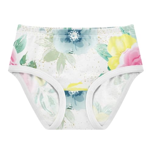 Girls Underwear Toddlers 2t Cotton Cute Panties Girl Fun Print Kids Briefs Undies Elegant Watercolor Flowers