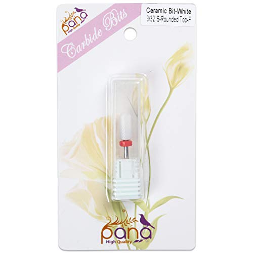 Pana Professional Usa Ceramic White Round Top Small Barrel Bit Nail Drill (Grit: Fine) 3/32" Shank Size #TOP5