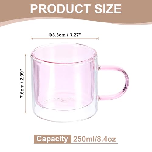 Tasses à café expresso verre double paroi 250ml cappuccino thé rose