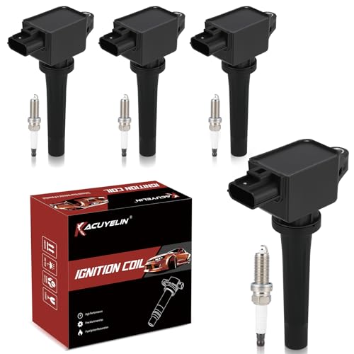 UF656 Ignition Coil Pack and Iridium Spark Plugs Set of 4 Compatible with Mazda 3 6 3 Sport/CX-3 CX-5 MX-5 Miata 2012-2020 2.0L 2.5L L4 Replaces#C1837 93501