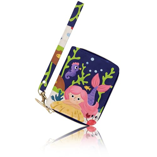 Image of Girls Wallet for Kids, Kids Wallet for Girls 6-8 8-10 10-12, Small Cute Mermaid Leather Toddler Purse with Wristlet and Coin Pocket, Christmas Stocking Stuffers Birthday Gift for Teen Girls