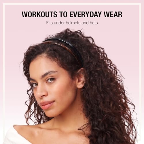 Scünci Effortless Beauty No-Damage Skinny Headbands | Ultra-flexible Slim Headbands Offer Secure, Headache-free Hold Without Denting, Assorted Neutrals, 4-Count