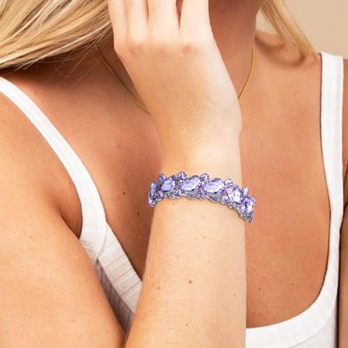 Flyonce Women's Austrian Crystal Wedding Bridal Floral Tear Drop Elastic Stretch Bracelet3