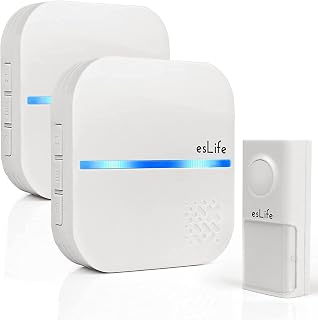 No Battery Required Wireless Doorbell, 1 Push Button(Self-Generating Power) with 2 Wall Plug-in Receivers, IP55 Waterproof Door Bell, 58 Chimes Kit, White