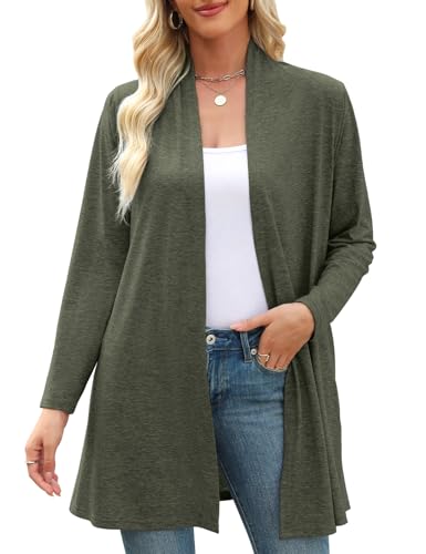 JollieLovin Women's Plus Size Long Sleeve Lightweight Cardigans Open Front Casual Soft Drape Fall Dusters