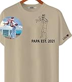 AKDOGAN Bestickt -Vatertagsgeschenk für Papa Personalisiert T-Shirt Bestickt mit Kindernamen -Vatertag Personalisiert -Herren Shirt-Opa Tshirt-