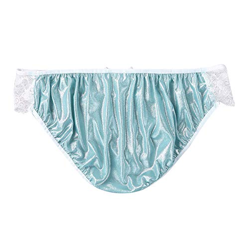 JEATHA Men's Shiny Satin Frilly Lace Floral Sissy Panties Maid Cosplay Crossdress Lingerie Briefs Underwear4