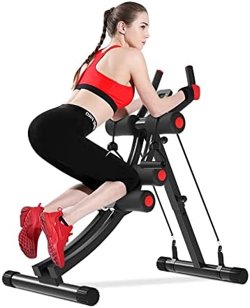 KESHWELL Ab Machine,Abs Workout Equipment for Home Gym,Whole Body Workout Waist Trainer for Women&Men,Adjustable Abdominal Cruncher,Foldable Core Abs Exercise Machine with Resistance Bands&LCD Display