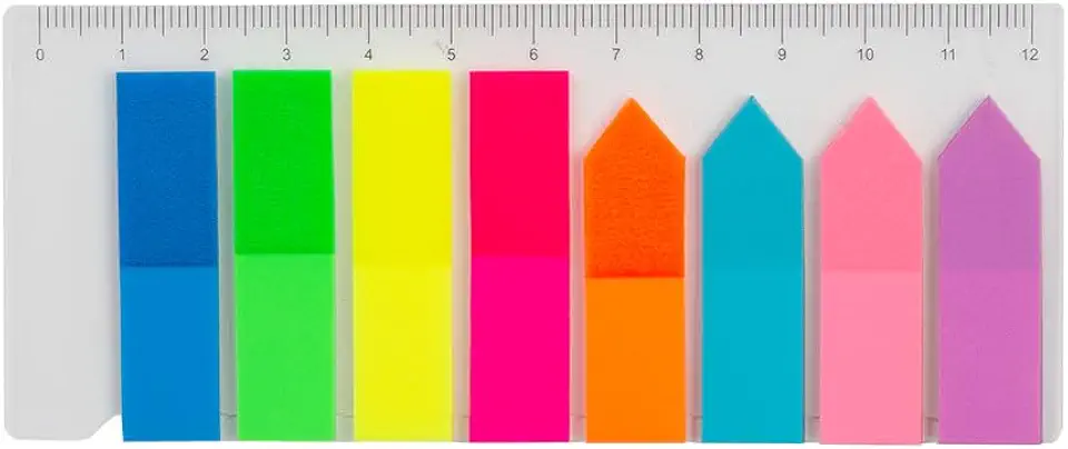 Marcador de Páginas Maxprint 45x12mm – Setas Neon – 200 Folhas – 8 Cores Sortidas