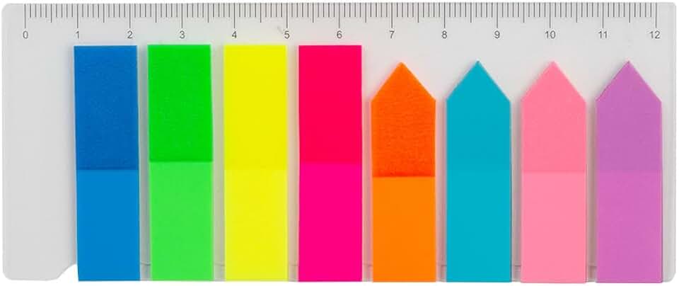 Marcador de Páginas Maxprint 45x12mm – Setas Neon – 200 Folhas – 8 Cores Sortidas