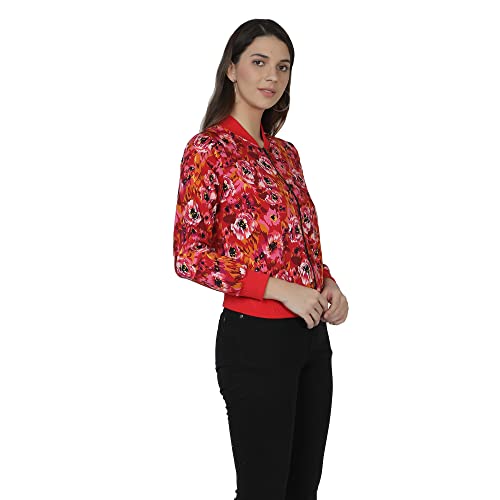 Image of NUEVOSDAMAS Women Full sleeve Multi Floral Printed Bomber Jacket