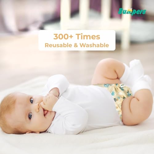 Image of Bumpers Premium & Ultra Soft Reusable Cloth Diaper with Insert Pad | Extra Absorbant, Washable, Waterproof & Adjustable Cloth Diaper for Babies /Kids, 3M-3Years (Pack of 1, Free Size, Yellow)