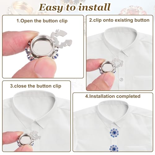 Cache-boutons en strass bleu foncé PATIKIL finition dorée chic