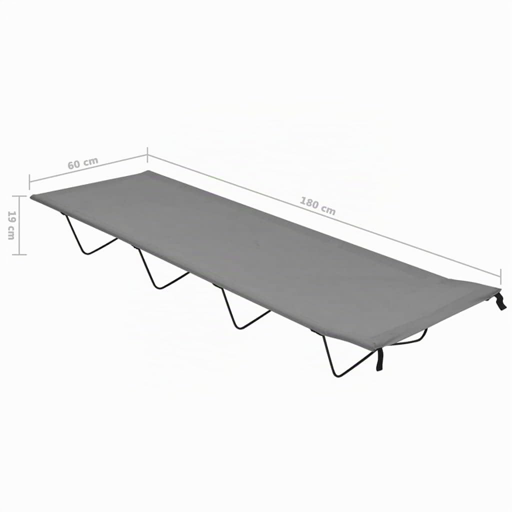vidaXL 2X Lits de Camping Chaises Longues Pliable Randonnée Plage Jardin Plage Terrasse Patio Extérieur 180x60x19 cm Tissu Oxford et Acier Gris