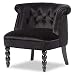 Baxton Studio Wholesale Interiors Flax Victorian Style Velvet Fabric Upholstered Vanity Accent Chair, Large, Black