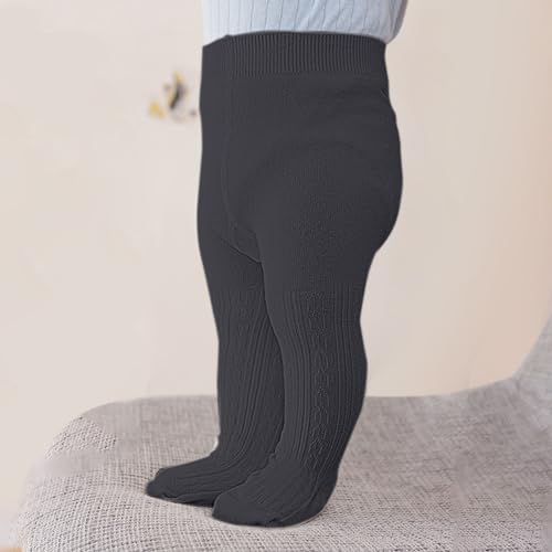 TEVEQ Meia-calça legging elástica básica de algodão para meninas e bebês e meninas, Cinza escuro, 12