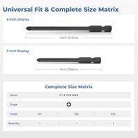 Steinwhale Impact Rated Screwdriver Bit Set, 3" & 4" Extended Long Magnetic Power Bits, Premium S2 Steel, Shock-Absorbing Design, 1/4" Hex Shank for Power Drill & Impact Driver (4 Inch Pozidriv) – Ansicht 2
