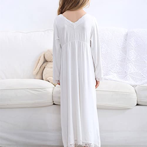 Kids Girls Satin Nightgown Spring Sleep Dress Long Sleeve Satin Nightdress Sleepwear Solid Color Pajama Shirts2