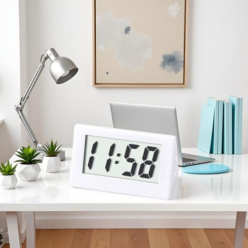 Image of BWESOO 1PC White Mini Small Car Desk Digital Clock Watch Gauges Mini Digital LCD Screen Travel Desktop Clock Electronic Home Clocks Office Alarm Clocks