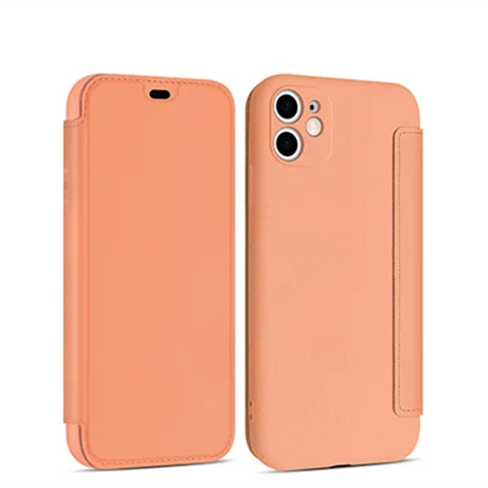 Étui à Rabat en Silicone et Cuir pour iPhone Protégeant l'Objectif des Rayures - 7