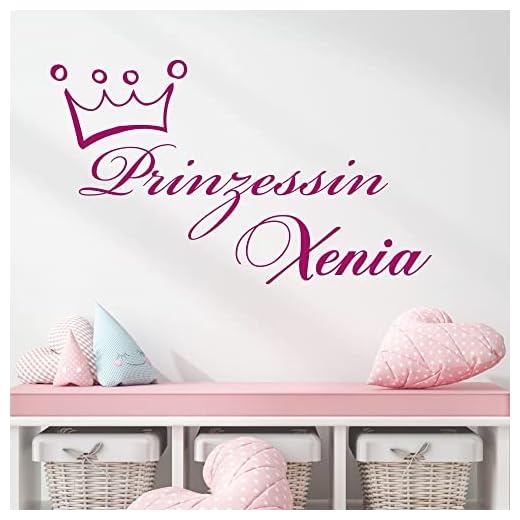GRAZDesign väggtatuering barn självhäftande dörr tatuering dekal – väggdekoration barnkammare prinsessa namn – väggtatuering barnkammare flicka/65 x 40 cm/073 mörkgrå