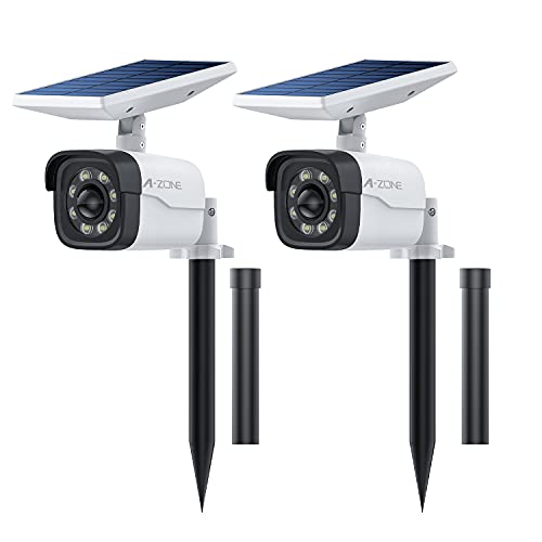 A-Zone Solar Landscape Spotlights Outdoor,800Lumens 8 Led Solar Flood Lights Outdoor Waterproof,3 Mode 2-in-1,Wireless Solar Lights Outdoor Garden for Yard Garden Patio,2 Pack,ABS