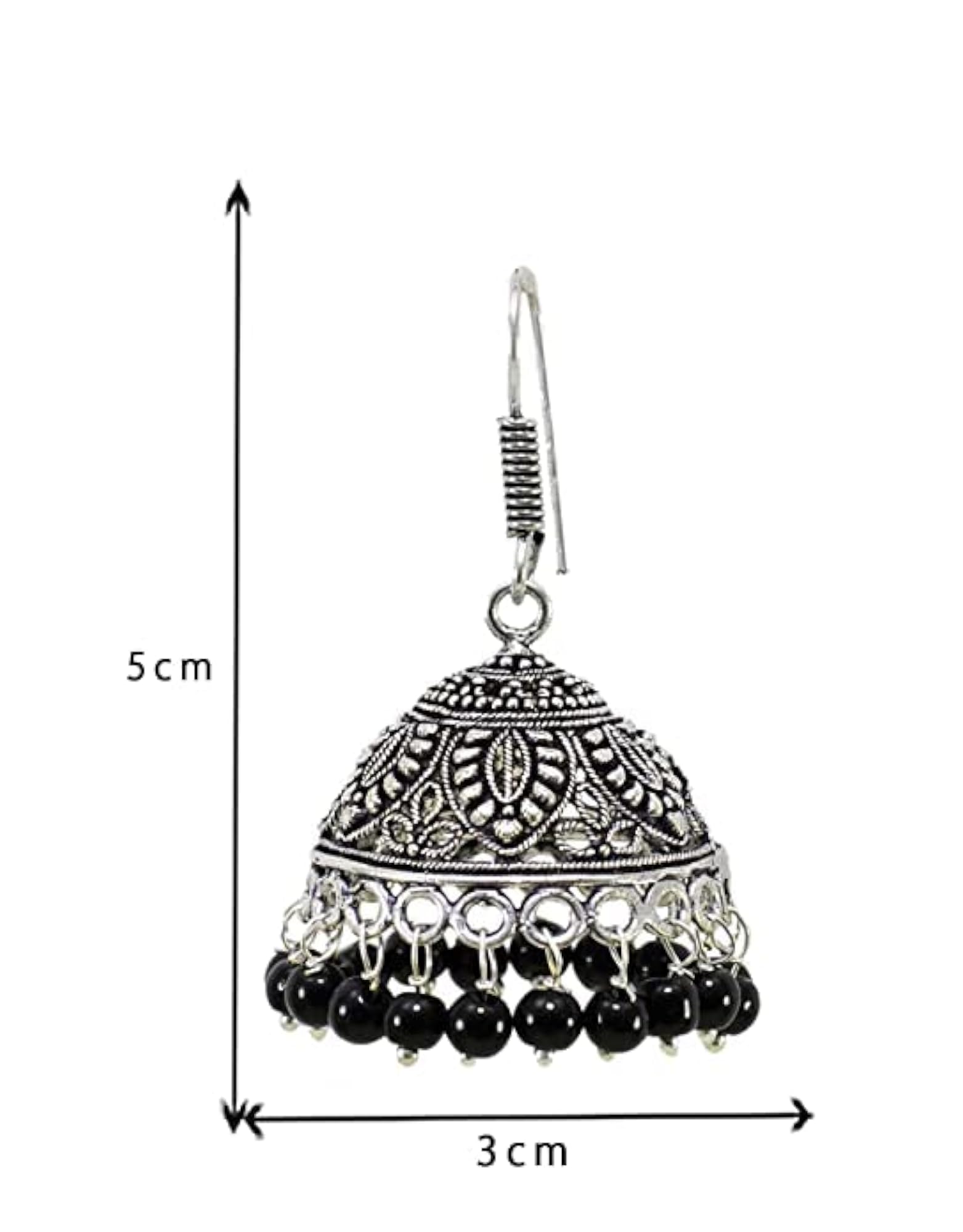 Women's Oxidised Silver Jhumki Earrings with Pearl Drop