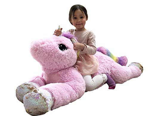Up To 40% OFF Goffa Jumbo Pink Unicorn Plush, Reversible Sequins, 51?