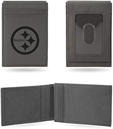 Miniatura 4 de Rico Industries NFL Football Pittsburgh Steelers - Cartera de bolsillo frontal con grabado láser, color gris, Gris, Lefpw - Cartera de bolsillo