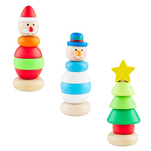 Image of Mud Pie Kids Christmas Stacker Toy, Santa, 5 inch x 2 inch Dia