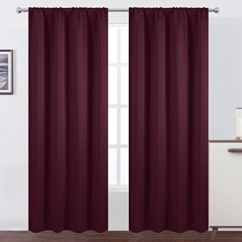 LEMOMO Blackout Curtains 42 x 84 inch/Burgundy Red Curtains Set of 2 Panels/Thermal Insulated Room Darkening Bedroom Curtains