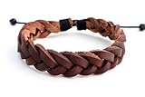Bracelet en cuir tressé agathe création - Bracelet tibetain Porte Bonheur - Cuir tressé - Marron - Taille sur Mesure - Fait Main - N02226