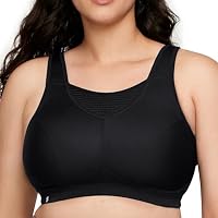 Glamorise Women's Elite Performance No-Bounce Cami Wirefree Sports Bra #1067, Black, 12F