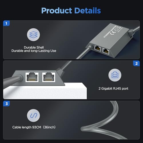 LUCMO Multi Ports Starlink Ethernet Adapter for Starlink Gen 2 Wired External Network, 2 Ports Starlink Ethernet Adapter 1 to 2 [2 Devices Networked Simultaneously] - Up to 1 Gbps by LUCMO - Image 9