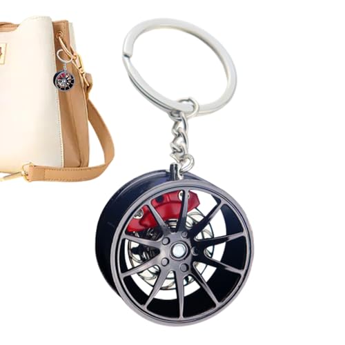 Porte-Clés Moyeu de Roue de Voiture, Accessoire Créatif avec Détails de Disque de Frein,...